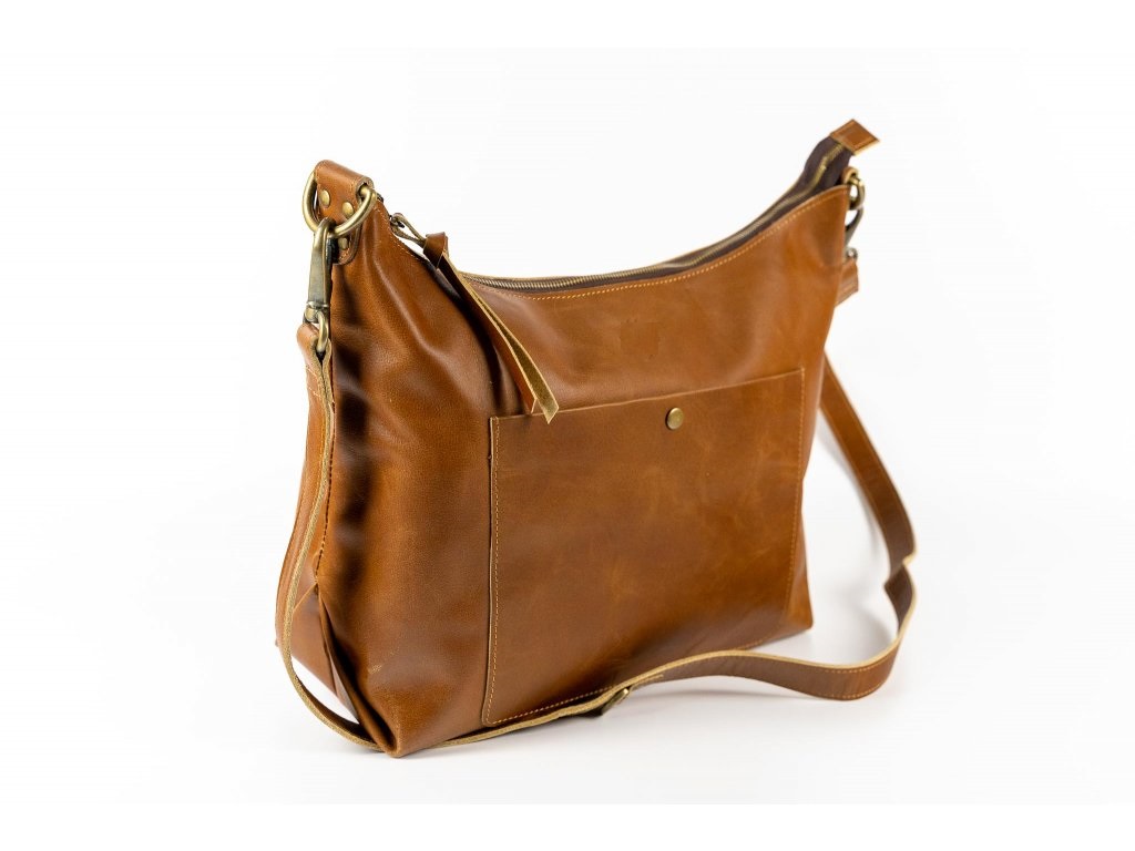 Brown designer leather hobo bag